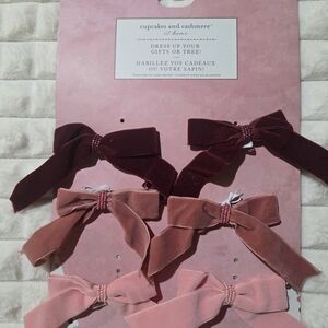 cupcakes & cashmere Velvet Holiday Bows - Red and Pink